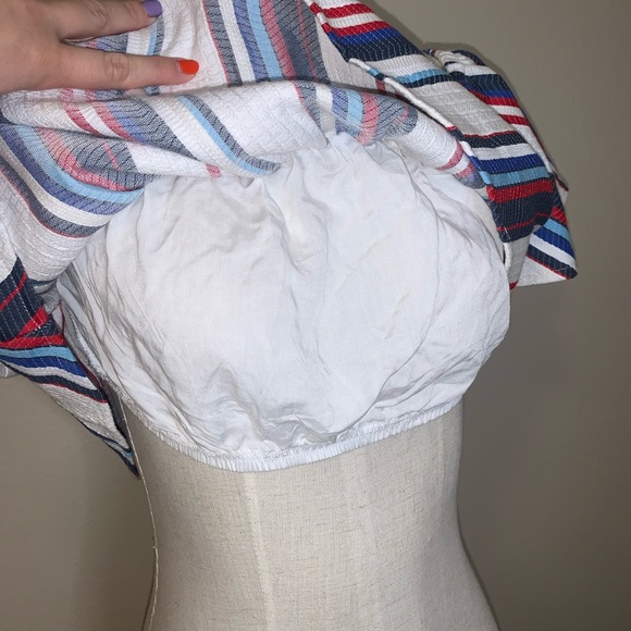 Lost + wander Azul Stripe Off Shoulder Crop Top - Picture 8 of 9